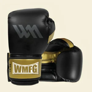 Warya Royal Gold black and gold professional boxing gloves for training and sparring.